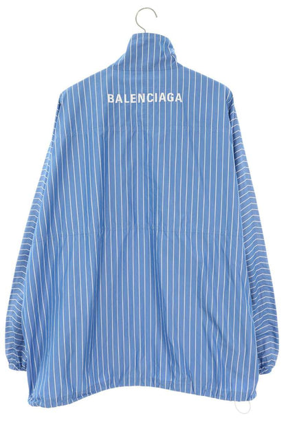 BALENCIAGA Logo Print Stripe Poplin Shirt Jacket Size 44