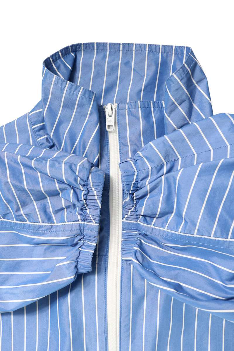 BALENCIAGA Logo Print Stripe Poplin Shirt Jacket Size 44