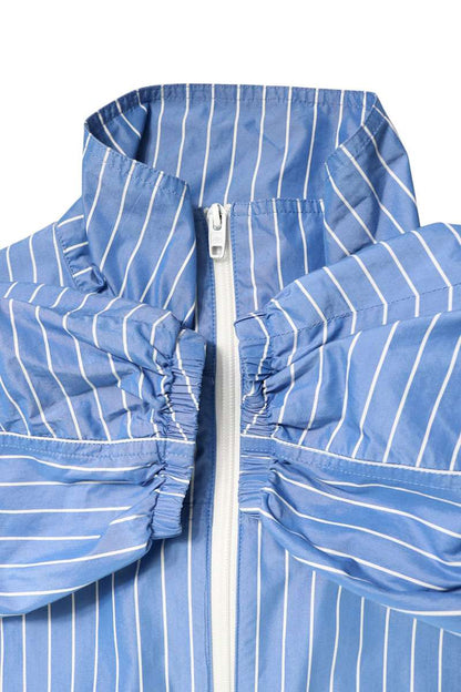 BALENCIAGA Logo Print Stripe Poplin Shirt Jacket Size 44