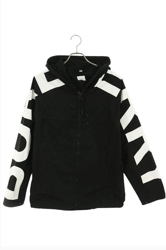Burberry Side Logo Print Nylon Hooded Jacket Black Size M