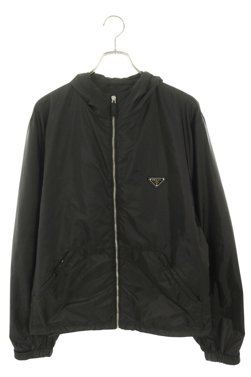 PRADA Hooded Triangle Logo Nylon Jacket Black Size 52
