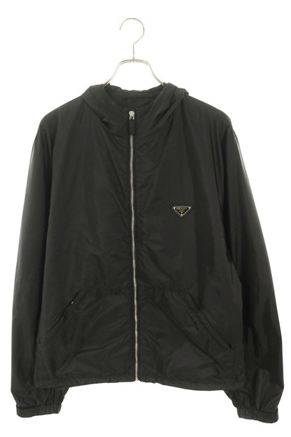 PRADA Hooded Triangle Logo Nylon Jacket Black Size 52
