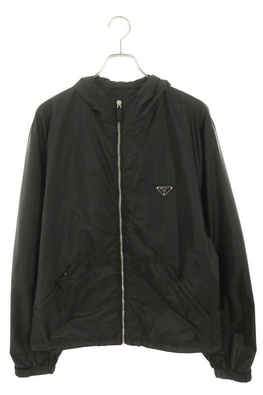 PRADA Hooded Triangle Logo Nylon Jacket Black Size 52