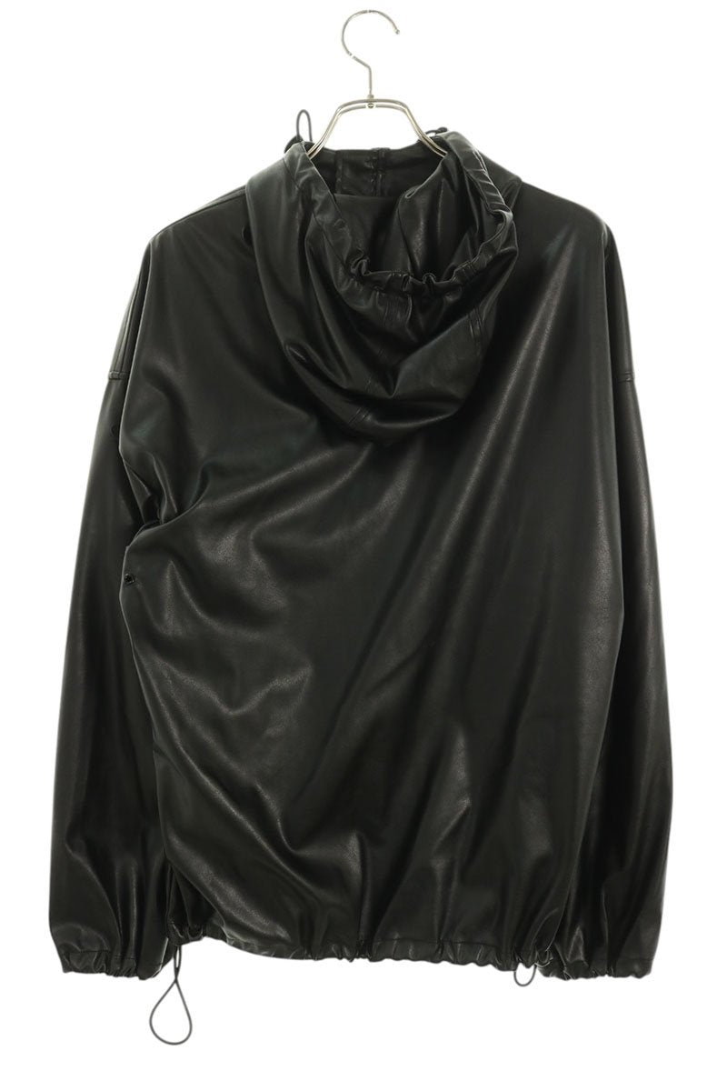 DIESEL J-MICC Faux Leather Hooded Jacket Black Size 46