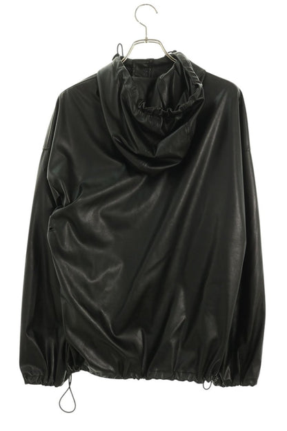 DIESEL J-MICC Faux Leather Hooded Jacket Black Size 46