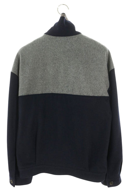 miumiu Contrast Material Zip-Up Wool Jacket Navy Size 40