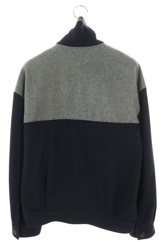 miumiu Contrast Material Zip-Up Wool Jacket Navy Size 40
