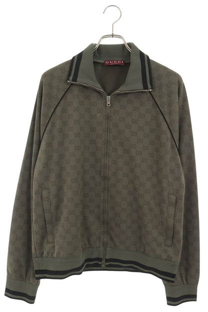 GUCCI GG Pattern Nylon Cotton Track Jacket Green Size L