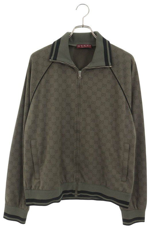 GUCCI GG Pattern Nylon Cotton Track Jacket Green Size L
