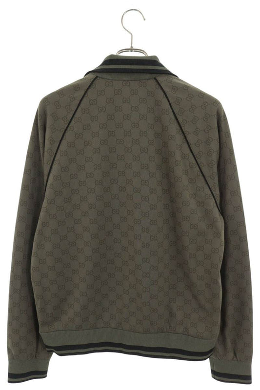 GUCCI GG Pattern Nylon Cotton Track Jacket Green Size L