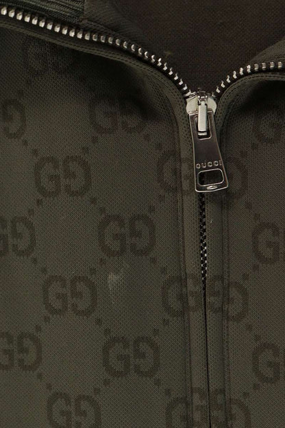 GUCCI GG Pattern Nylon Cotton Track Jacket Green Size L