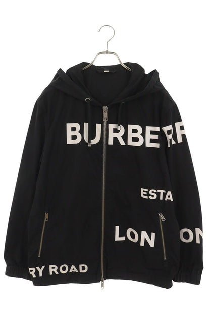 Burberry Logo Print Hooded Zip Jacket Black Size 50