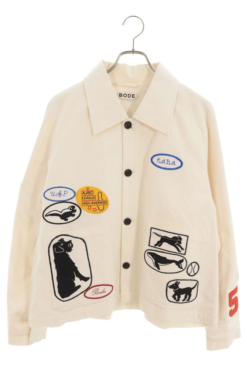 BODE Patch Embellished Blouson White Multi Size L