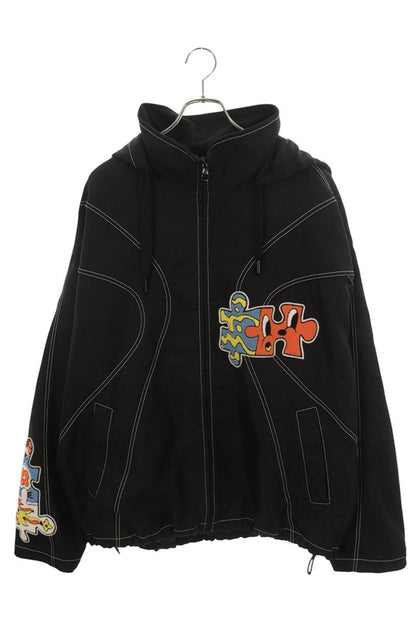 LOUISVUITTON 23SS Patch Zip Nylon Jacket Black Size 54