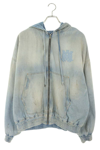 AMIRI Hooded Back Logo Vintage Denim Jacket Indigo Size M