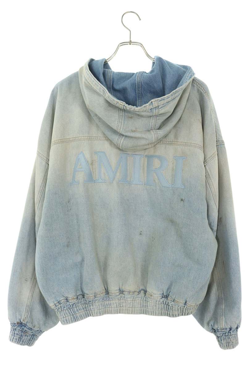 AMIRI Hooded Back Logo Vintage Denim Jacket Indigo Size M