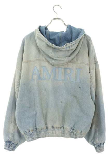 AMIRI Hooded Back Logo Vintage Denim Jacket Indigo Size M