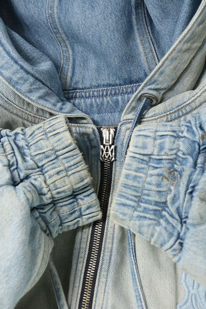AMIRI Hooded Back Logo Vintage Denim Jacket Indigo Size M