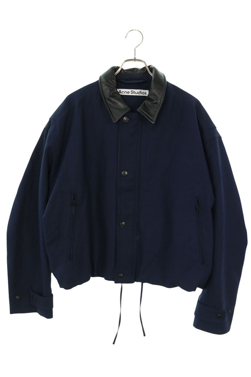 ACNE STUDIOS Leather Collar Double Layer Jacket Navy Size 50