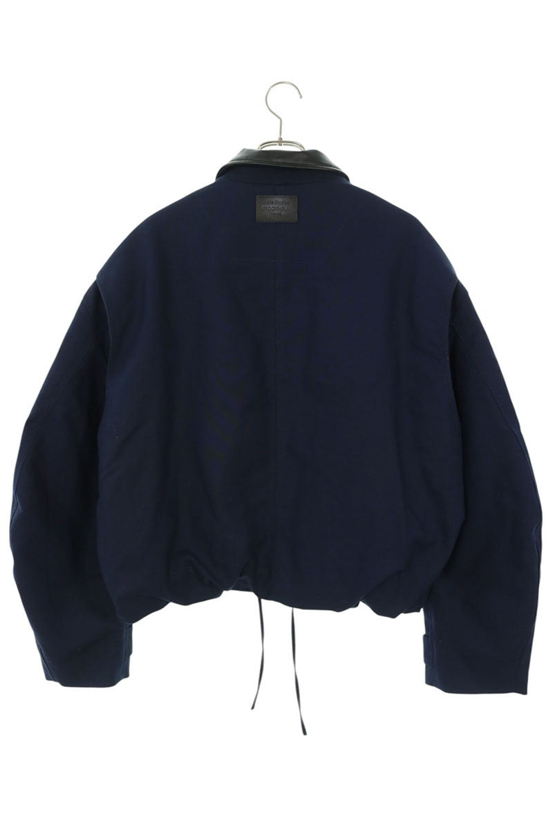 ACNE STUDIOS Leather Collar Double Layer Jacket Navy Size 50