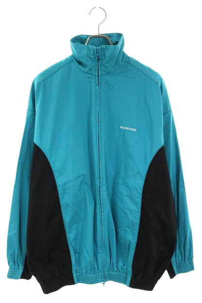 BALENCIAGA Logo Embroidered Track Jacket Light Blue Size 46