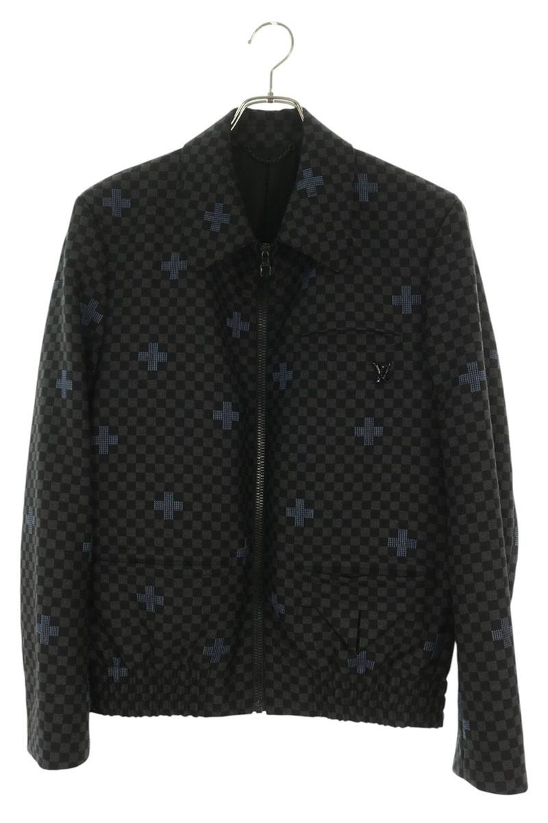 LOUISVUITTON 23SS Damier Zip Jacket Black Size 46
