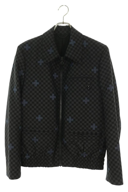 LOUISVUITTON 23SS Damier Zip Jacket Black Size 46