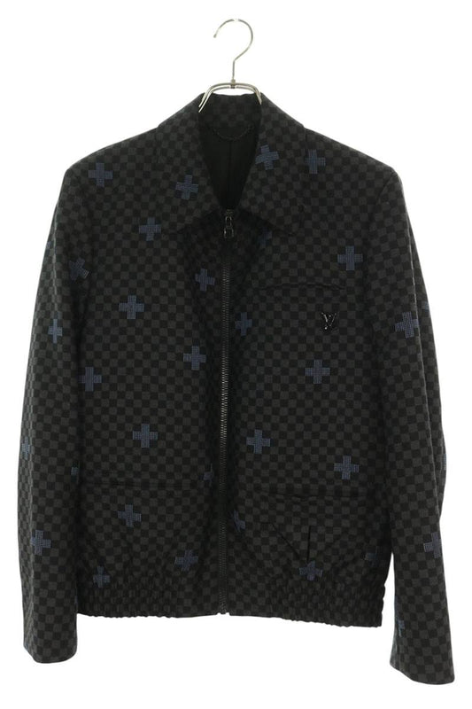 LOUISVUITTON 23SS Damier Zip Jacket Black Size 46