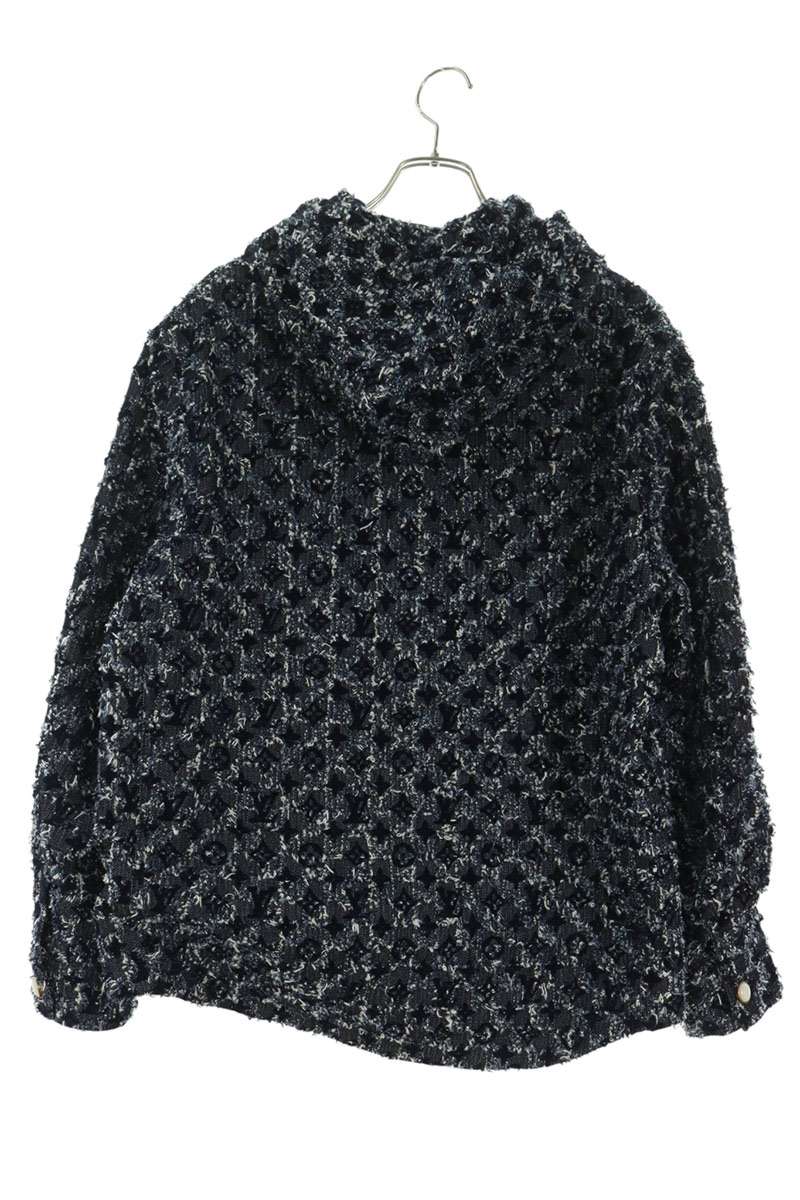LOUISVUITTON Flocked Monogram Denim Jacket Blue Size 46