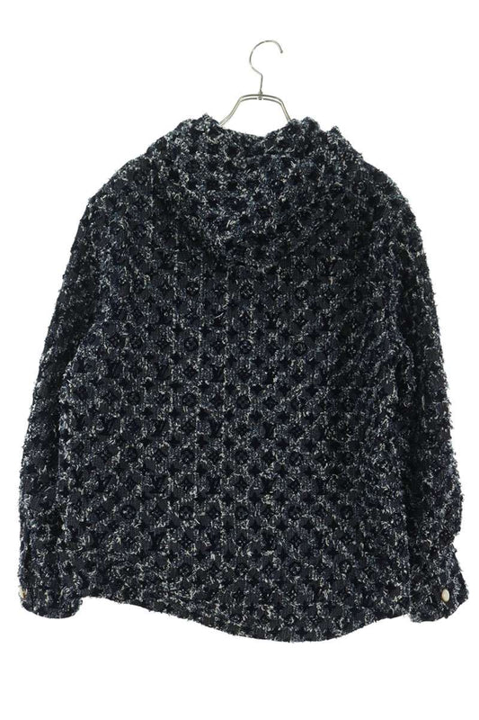 LOUISVUITTON Flocked Monogram Denim Jacket Blue Size 46