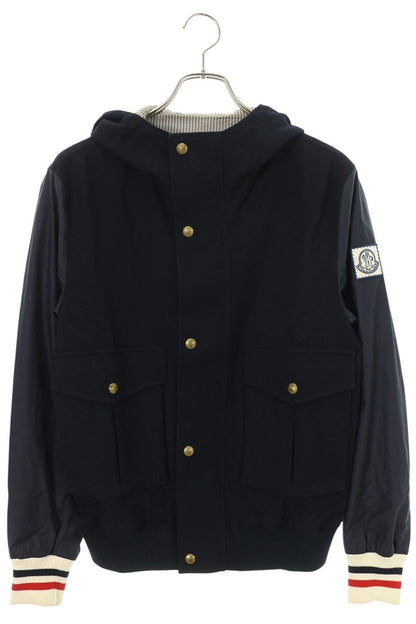 MONCLER Gamme Bleu Logo Patch Hooded Wool Jacket Navy Size 1