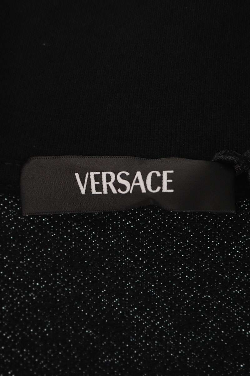 Versace Logo Print Cotton Zip-Up Jacket Black Size S