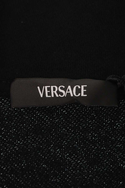 Versace Logo Print Cotton Zip-Up Jacket Black Size S