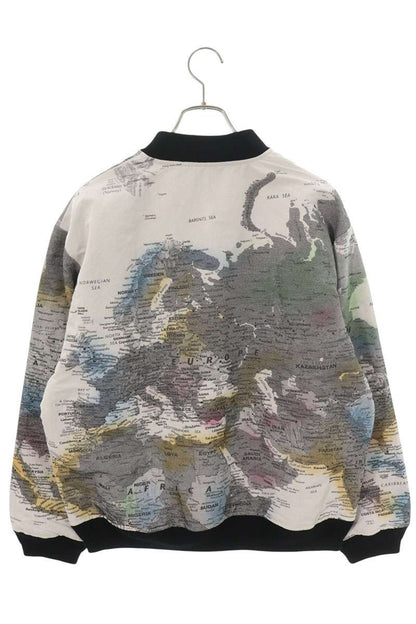 AUBERGE World Map Print Bomber Jacket White Size 42