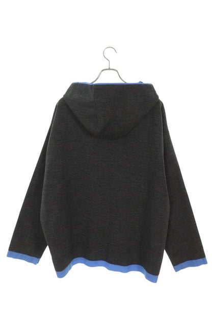 miumiu Logo Print Bonded Knit Jacket Gray Blue Size 44