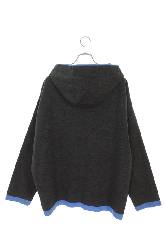 miumiu Logo Print Bonded Knit Jacket Gray Blue Size 44