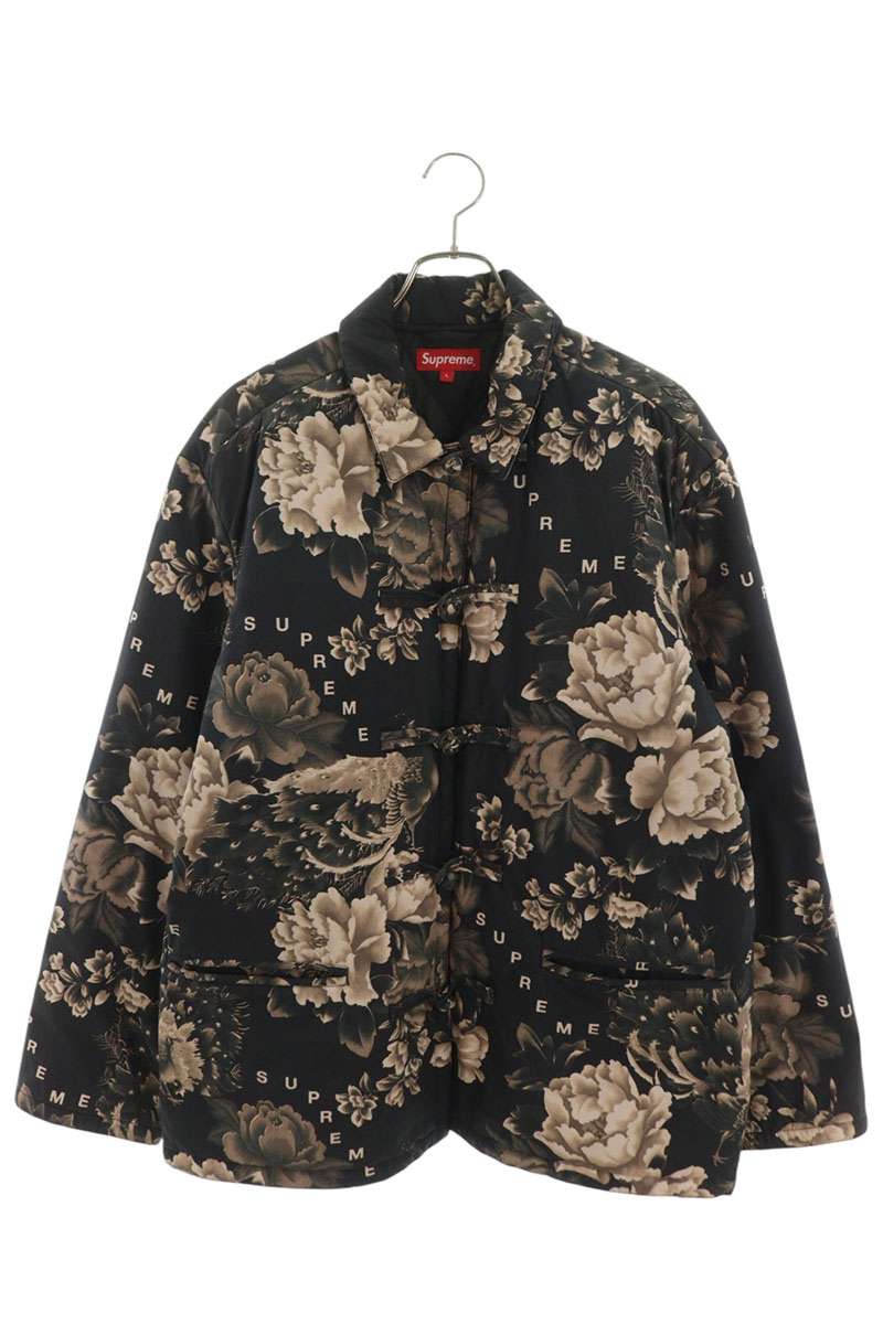 SUPREME Peacock Flower Print Quilted Jacket Black Size L