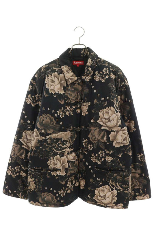 SUPREME Peacock Flower Print Quilted Jacket Black Size L