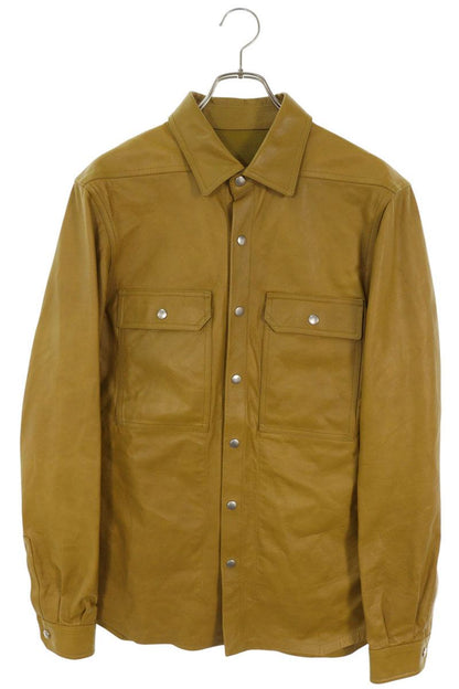 Rick Owens 22SS Calf Leather Back Belt Jacket Yellow Size 48