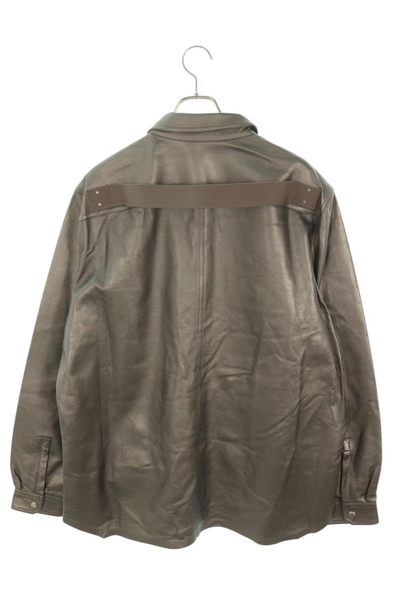 Rick Owens 24SS Lamb Leather Back Belt Jacket Silver Size 54
