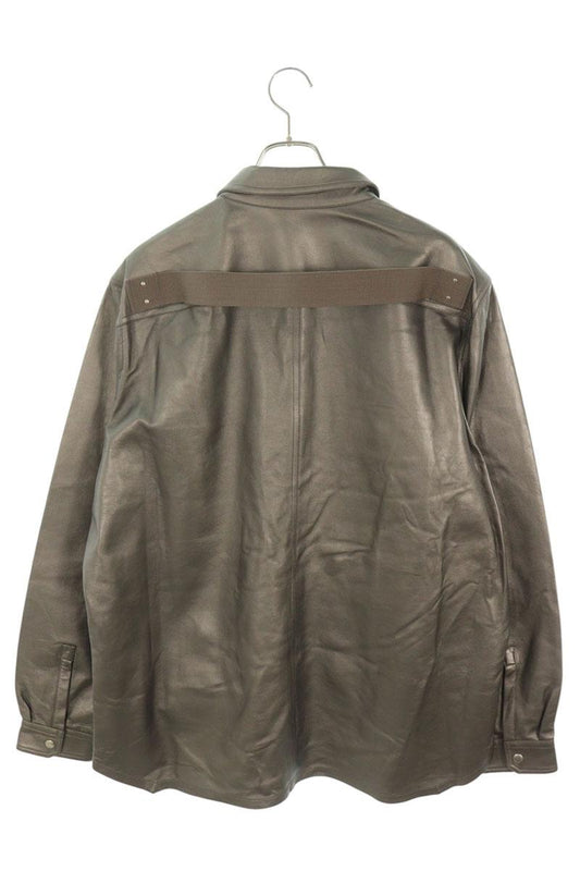 Rick Owens 24SS Lamb Leather Back Belt Jacket Silver Size 54