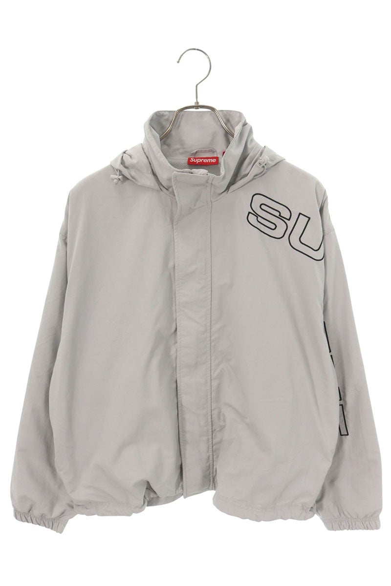SUPREME 24AW Spellout Embroidered Nylon Jacket Gray Size S