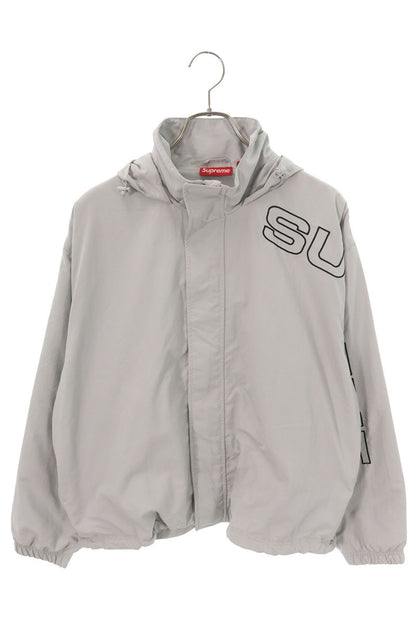 SUPREME 24AW Spellout Embroidered Nylon Jacket Gray Size S