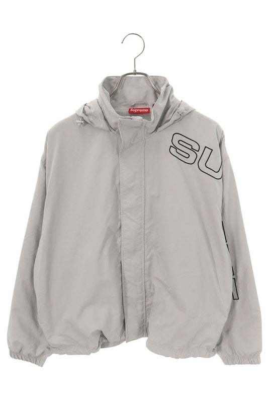 SUPREME 24AW Spellout Embroidered Nylon Jacket Gray Size S