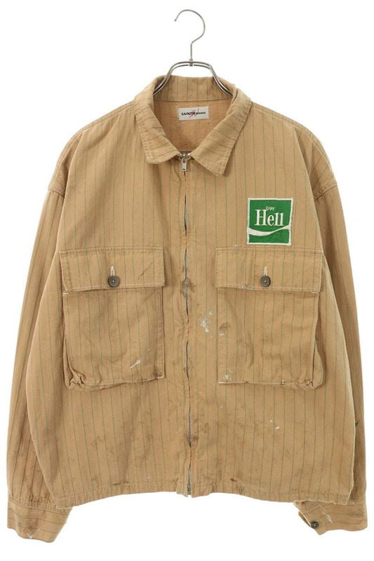 SAINT MICHAEL Stripe Work Jacket Beige Cotton Size M