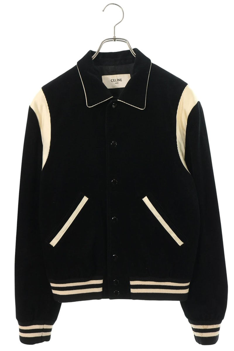 CELINE Shoulder Panel Corduroy Varsity Jacket Size 44