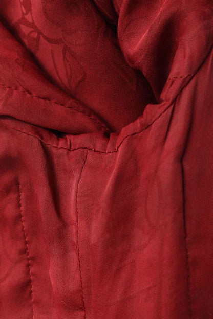 CHANEL P39769V28361 Red Tweed No-collar Jacket Size 38