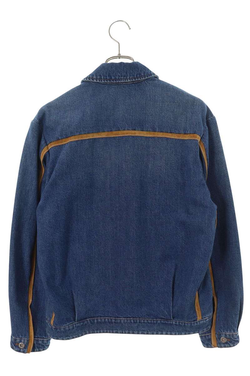 miumiu Suede Contrast Logo Patch Denim Jacket Size 38