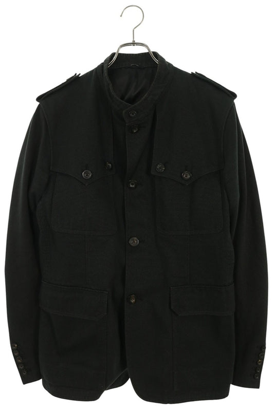 GUCCI Cotton Epaulet Military Jacket Black Size 50