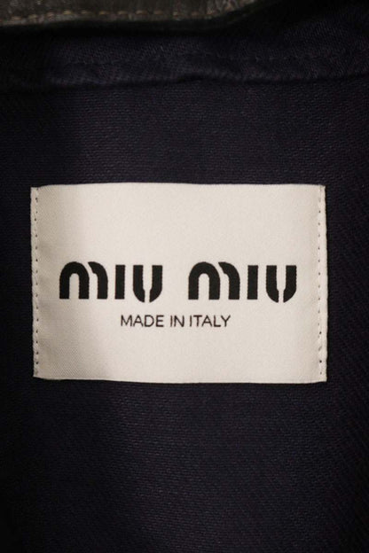 miumiu Garment Dyed Leather Lapel Jacket Size 44